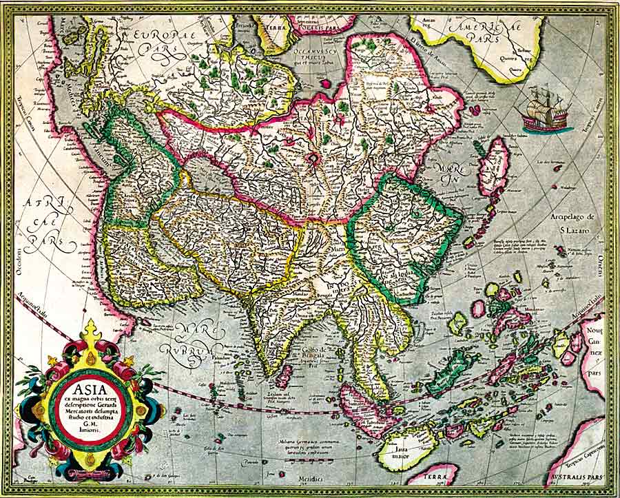Азия на карте Меркатора